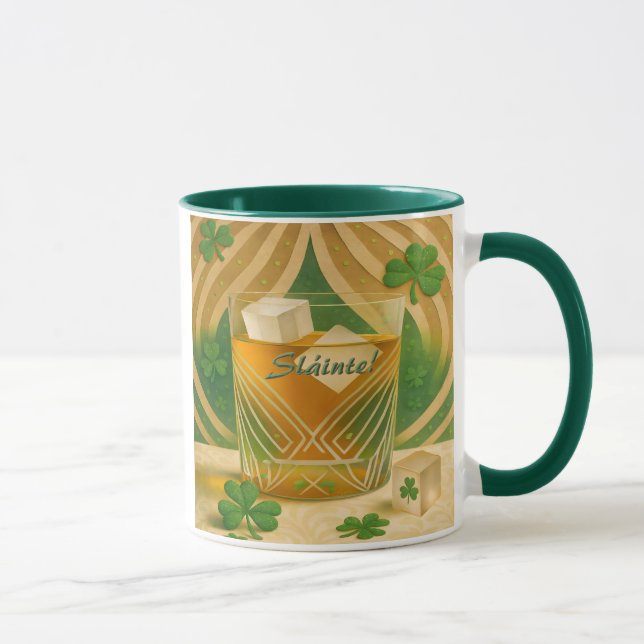 Shamrocks Irish Whiskey Tumbler "Sláinte!" Mug (Right)