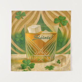 Shamrocks Irish Whiskey Tumbler "Sláinte!" Tapestry
