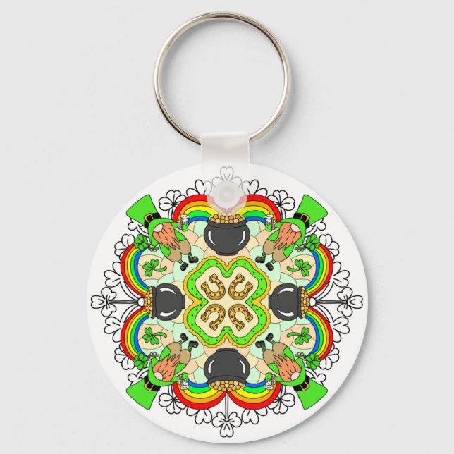 Shamrocks, Leprechauns St Patrick's Day   Key Ring (Front)