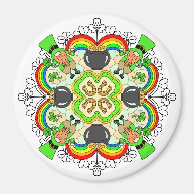 Shamrocks, Leprechauns St Patrick's Day   Magnet (Front)