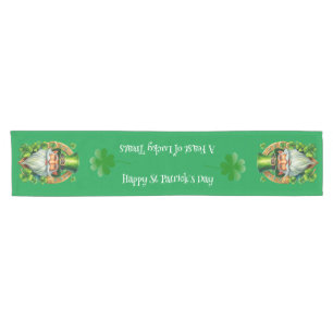 Shamrocks & Leprechauns St Patrick's Day Short Table Runner