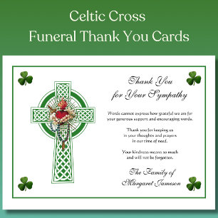 Shamrocks Mary Irish Celtic Cross Condolence Thank You Card