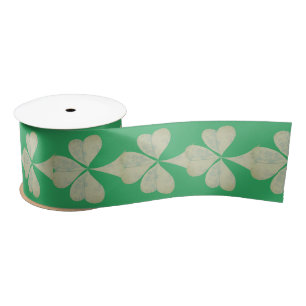 Shamrocks on Green Satin Ribbon
