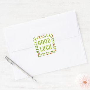 Shamrocks Rainbow Watercolor ST PATRICKS GOOD LUCK Square Sticker