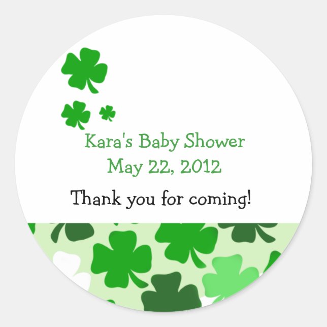 SHAMROCKS ST PATRICKS DAY Custom Favour Sticker (Front)