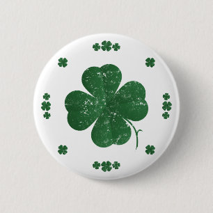 Shamrocks - vintage style 6 cm round badge
