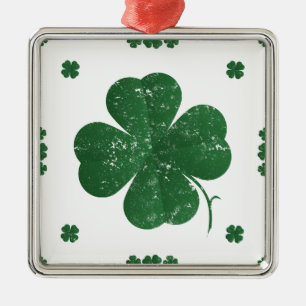 Shamrocks - vintage style metal ornament