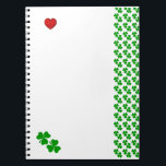 Shamrocks with red heart Irish Stationery Notebook<br><div class="desc">A cute red heart and a small green shamrock   a shamrock border.Perfect for St. Patrick's Day party planning and irish wedding planning.</div>