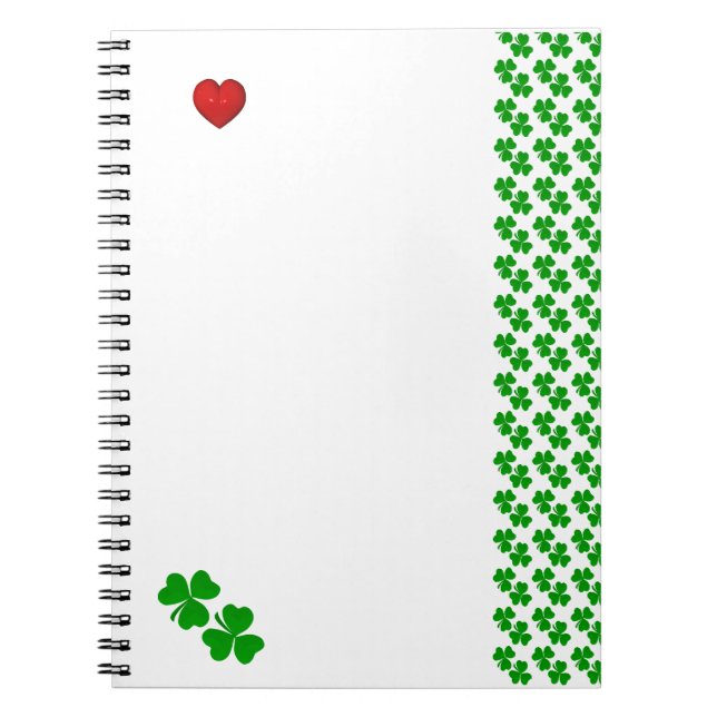Shamrocks with red heart Irish Stationery Notebook (Front)