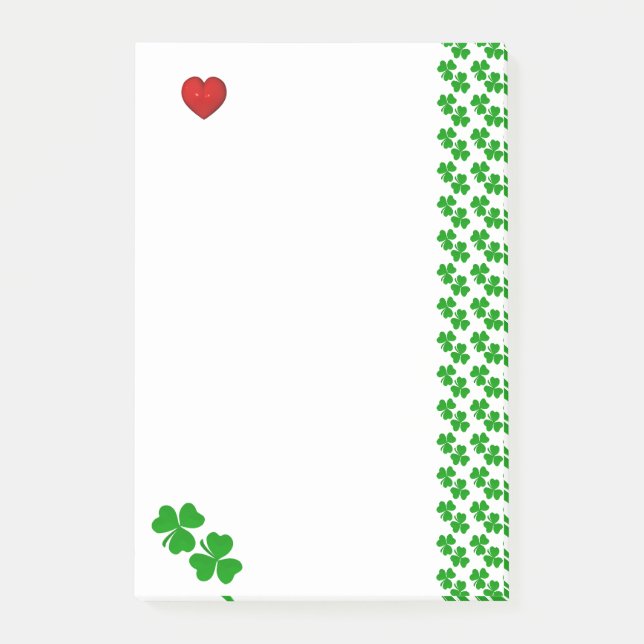 Shamrocks with red heart Stationery Post-it Notes (Front)