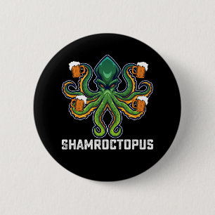 Shamroctopus Octopus Lover St Patrick's Day 6 Cm Round Badge