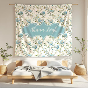 Shana Leigh Dainty Blues Floral Fleece Blanket