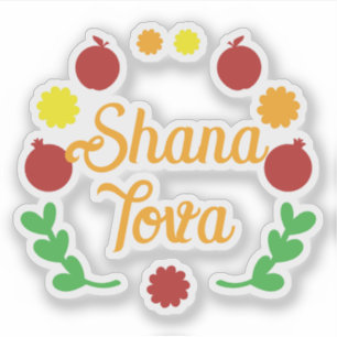 Shana Tova Greeting with apples and pomegranates