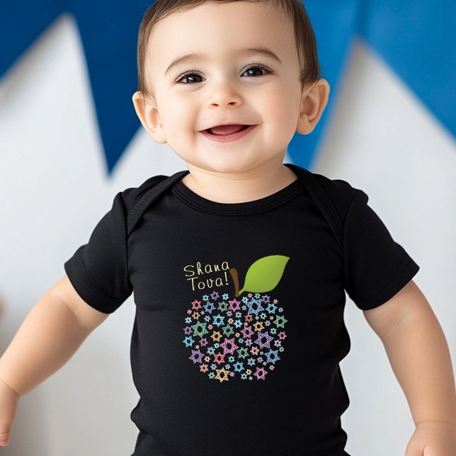 🍯 🍎🐟 Shana Tova! Happy New Year black Baby Bodysuit (🍯 🍎🐟 Shana Tova! Happy New Year black Baby Bodysuit)
