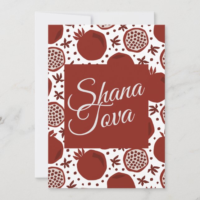 Shana Tova Pomegranate Rosh Hashanah Custom Text  Holiday Card (Front)