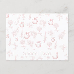 Shana Tova Rosh Hashana Pink Toile Postcard