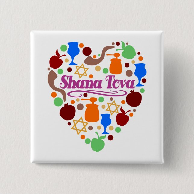 Shana Tova Rosh Hashanah Jewish New Year Holiday 15 Cm Square Badge (Front)