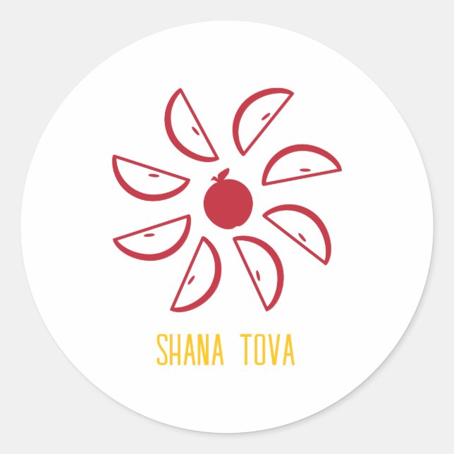 Shana Tova with apples Classic Round Sticker (Front)