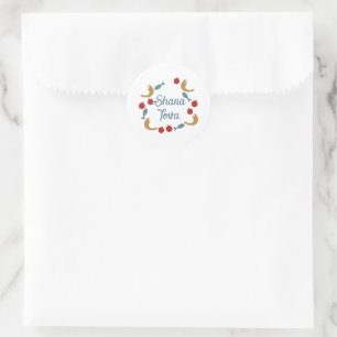 Shana Tova wreath Classic Round Sticker