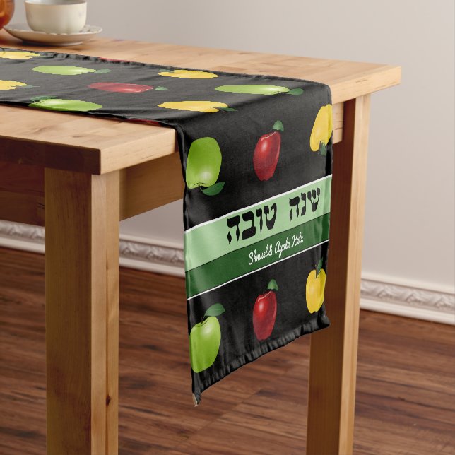 Shanah Tovah Apple Personalised Table Runner (In Situ)