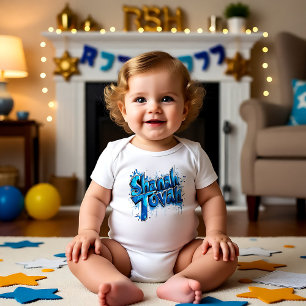 ✡️ Shanah Tovah blue Graffiti  Baby Bodysuit