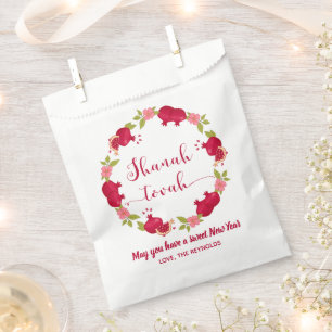 Shanah Tovah New Year Pomegranate Flower Wreath Favour Bag