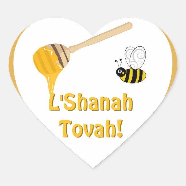 Shanah Tovah Rosh Hashanah Jewish New Year Heart Sticker (Front)