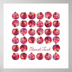 Shanah Tovah Rosh Hashanah Pomegranates Poster