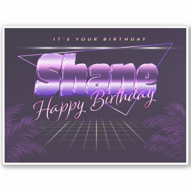 Shane Name First name lila retro Sticker Birthday (Front)