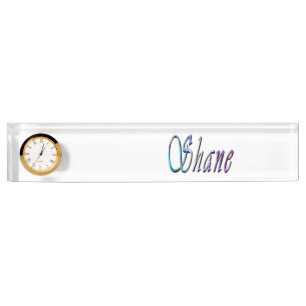 Shane, Name, Logo, Desk Name Pate With Clock. Nameplate