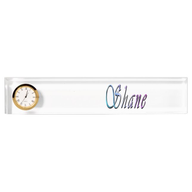 Shane, Name, Logo, Desk Name Pate With Clock. Nameplate (Front)