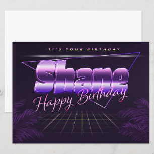 Shane Name Vorname lila retro Karte Geburtstag Card