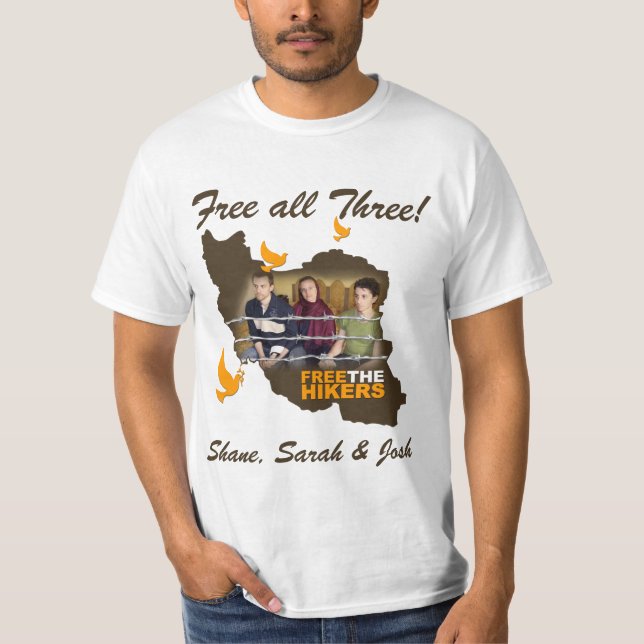 Shane, Sarah & Josh: Free all Three! T-Shirt (Front)