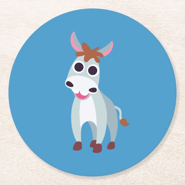 Shane the Donkey Round Paper Coaster (Front)