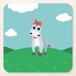 Shane the Donkey Square Paper Coaster