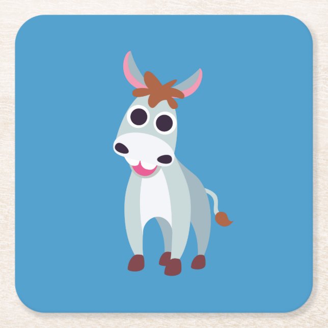 Shane the Donkey Square Paper Coaster (Front)