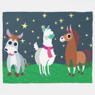 Shane, Tommy, and Zora at Night Fleece Blanket