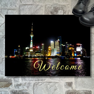 Shanghai at Night Doormat