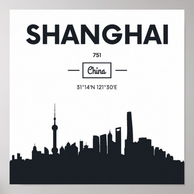 Shanghai, China | City Coordinates Poster (Front)