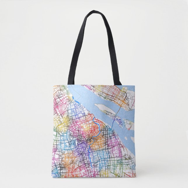 Shanghai China City Map Tote Bag (Front)