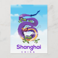 Shanghai China Dragon travel poster