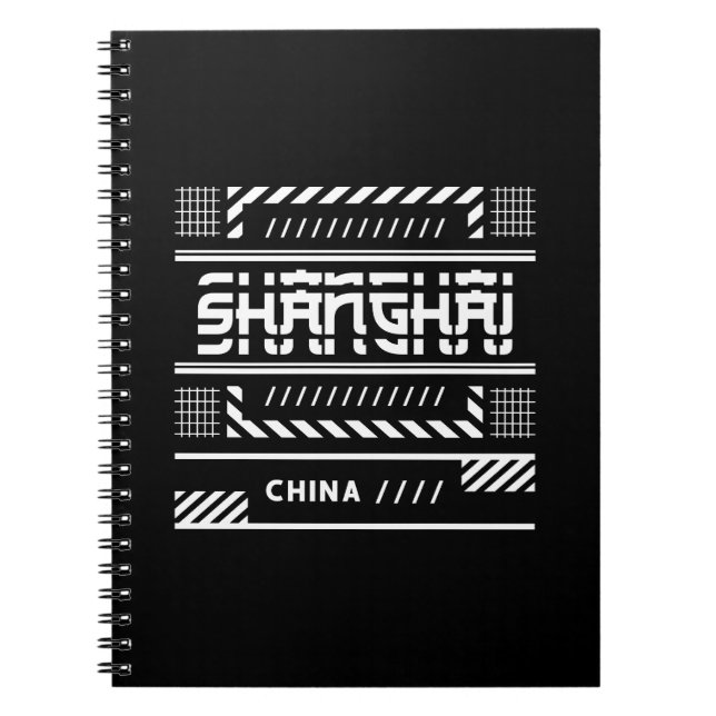 Shanghai China Modern Geometric Typography Design Notebook (Front)