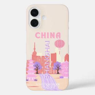 Shanghai China Pastel Travel Art iPhone 16 Case