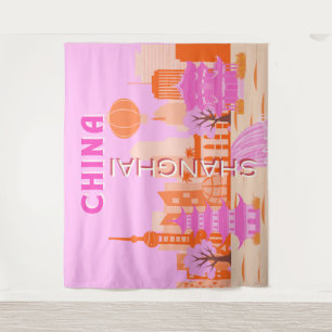 Shanghai China Pink Travel Art Tapestry