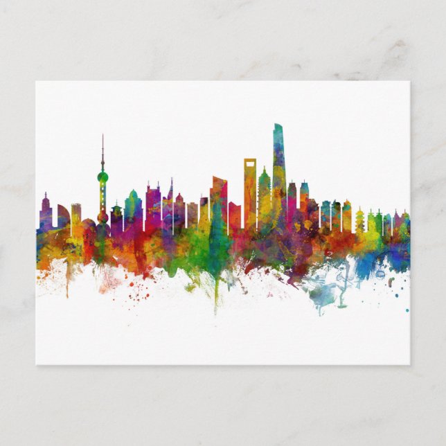Shanghai China Skyline Postcard (Front)