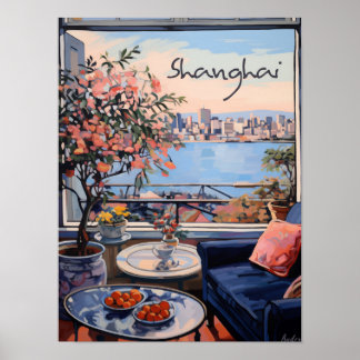 Shanghai China Travel City Art Painting Aesthetic Poster