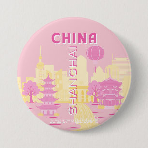 Shanghai China Travel Pink Poster 7.5 Cm Round Badge