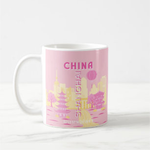 Shanghai China Travel Pink Poster Coffee Mug