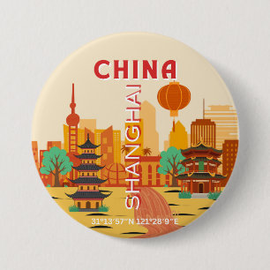 Shanghai China Travel Retro Poster 7.5 Cm Round Badge