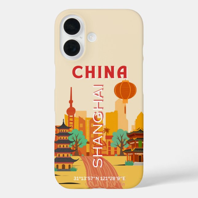 Shanghai China Travel Retro Poster Case-Mate iPhone Case (Back)